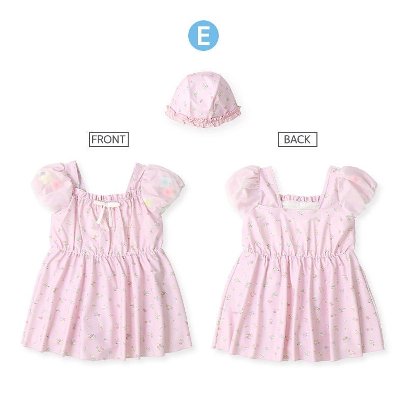 【送料無料】水着 セット キッズ 女の子 スイムウェア 2点セット ( 100-130cm ) 子供 スイムキャップ ワンピース水着 OP ガールズ セットアップ 可愛い かわいい 女児 コーディネート スイムセット お揃い リンクコーデ 夏 プール 海 スイミング 海水浴