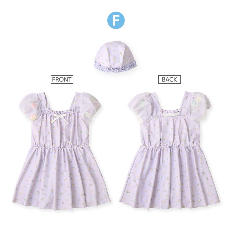 【送料無料】水着 セット キッズ 女の子 スイムウェア 2点セット ( 100-130cm ) 子供 スイムキャップ ワンピース水着 OP ガールズ セットアップ 可愛い かわいい 女児 コーディネート スイムセット お揃い リンクコーデ 夏 プール 海 スイミング 海水浴