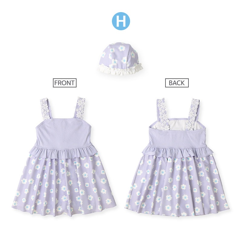 【送料無料】水着 セット キッズ 女の子 スイムウェア 2点セット ( 100-130cm ) 子供 スイムキャップ ワンピース水着 OP ガールズ セットアップ 可愛い かわいい 女児 コーディネート スイムセット お揃い リンクコーデ 夏 プール 海 スイミング 海水浴