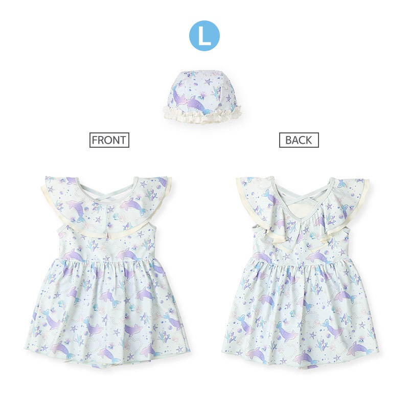 【送料無料】水着 セット キッズ 女の子 スイムウェア 2点セット ( 100-130cm ) 子供 スイムキャップ ワンピース水着 OP ガールズ セットアップ 可愛い かわいい 女児 コーディネート スイムセット お揃い リンクコーデ 夏 プール 海 スイミング 海水浴