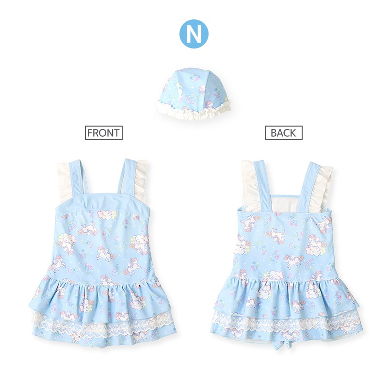 【送料無料】水着 セット キッズ 女の子 スイムウェア 2点セット ( 100-130cm ) 子供 スイムキャップ ワンピース水着 OP ガールズ セットアップ 可愛い かわいい 女児 コーディネート スイムセット お揃い リンクコーデ 夏 プール 海 スイミング 海水浴