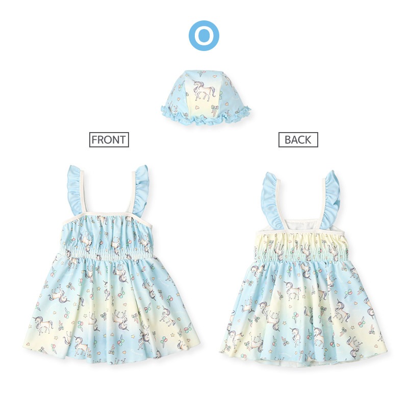 【送料無料】水着 セット キッズ 女の子 スイムウェア 2点セット ( 100-130cm ) 子供 スイムキャップ ワンピース水着 OP ガールズ セットアップ 可愛い かわいい 女児 コーディネート スイムセット お揃い リンクコーデ 夏 プール 海 スイミング 海水浴