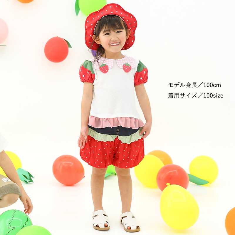 新品含 女の子 夏服 Tシャツ 半袖 まとめ売り いちご 花柄 110cm ガールズ Tシャツ 半袖 襟付き いちご イチゴ 苺 刺繍 くだもの