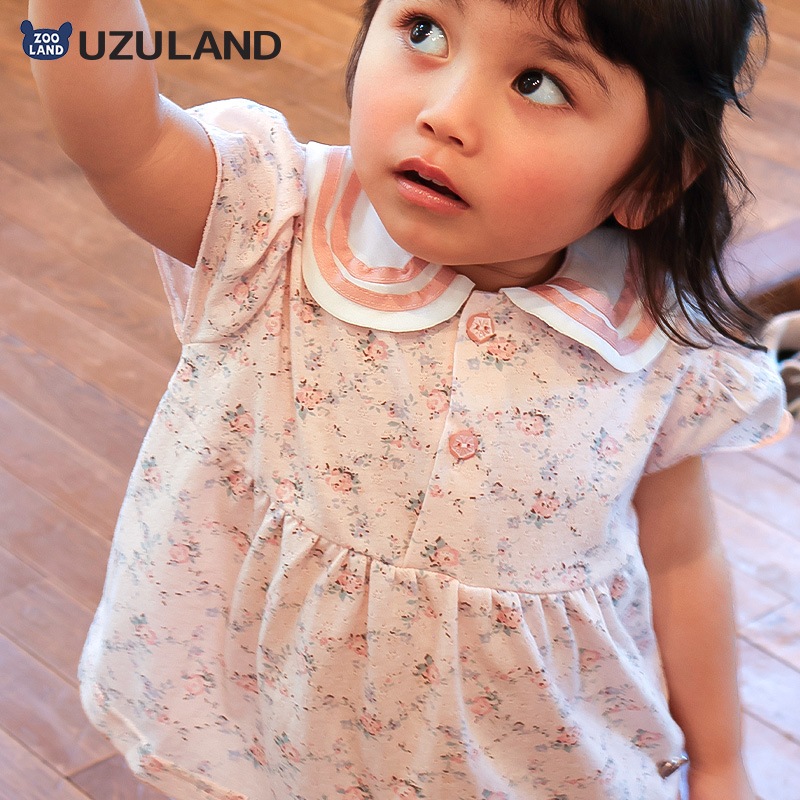 シアー衿付き花柄トップス【Uzulandウズランド】