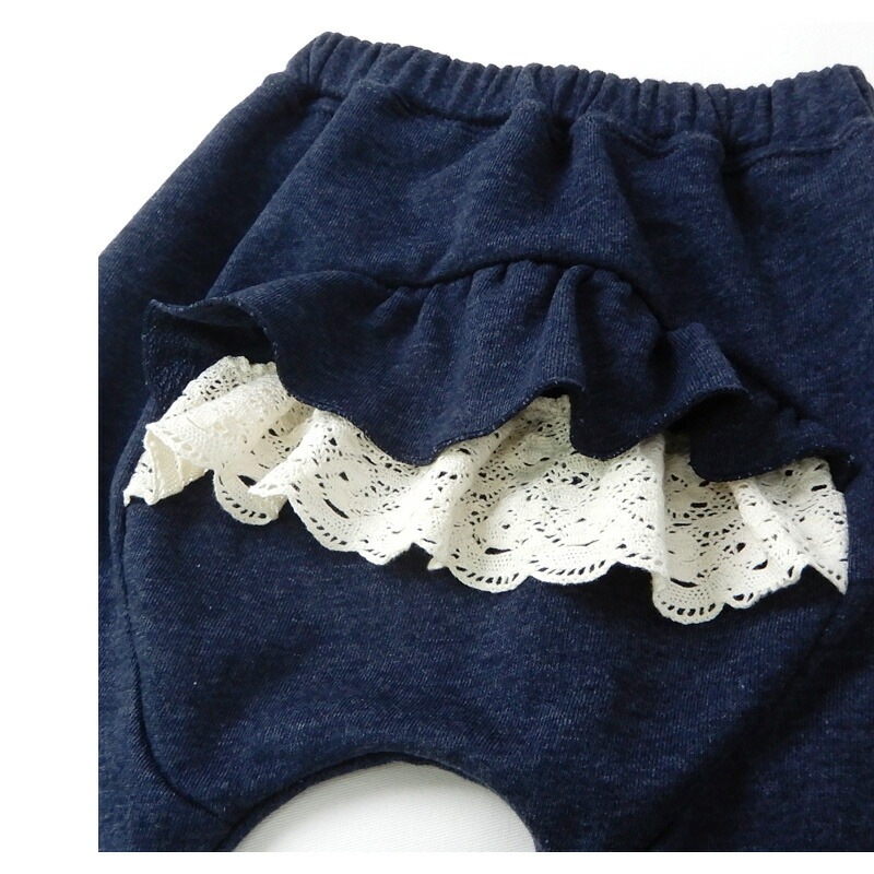 子供服 ボトムス パンツ 女の子 お尻フリル 7分丈パンツ ( 80-130cm )【 Uzuland ウズランド 】 キッズ ベビー おしゃれ かわいい 二次加工 切替 女子 女児 こども服 ベビー服 秋 ガールズ ブランド ファッション