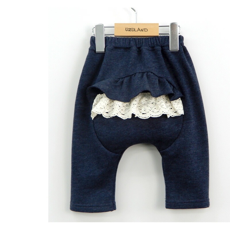 子供服 ボトムス パンツ 女の子 お尻フリル 7分丈パンツ ( 80-130cm )【 Uzuland ウズランド 】 キッズ ベビー おしゃれ かわいい 二次加工 切替 女子 女児 こども服 ベビー服 秋 ガールズ ブランド ファッション