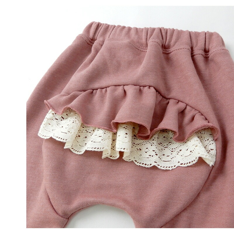 子供服 ボトムス パンツ 女の子 お尻フリル 7分丈パンツ ( 80-130cm )【 Uzuland ウズランド 】 キッズ ベビー おしゃれ かわいい 二次加工 切替 女子 女児 こども服 ベビー服 秋 ガールズ ブランド ファッション