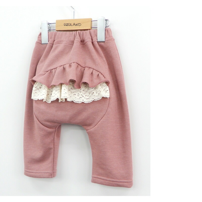 子供服 ボトムス パンツ 女の子 お尻フリル 7分丈パンツ ( 80-130cm )【 Uzuland ウズランド 】 キッズ ベビー おしゃれ かわいい 二次加工 切替 女子 女児 こども服 ベビー服 秋 ガールズ ブランド ファッション