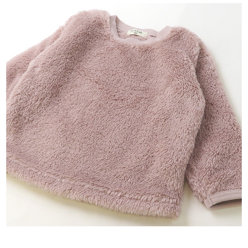 キッズ フリース トレーナー ( 80-130cm) ベビー ふわもこ 無地 長袖 トップス 【 GrinLab 】 80 90 95 100 110 120 130 子供服 プルオーバー マイクロファイバーフリース ボア フリース スウェット 通園 通学
