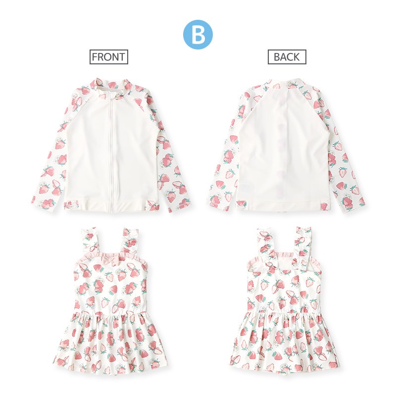 【送料無料】水着 セット キッズ 女の子 スイムウェア 2点セット ( 100-130cm ) 子供 スイムキャップ ラッシュガード 長袖 ガールズ セットアップ 可愛い 女児 コーディネート スイムセット お揃い リンク夏 プール 海 スイミング 小学生 海水浴 夏