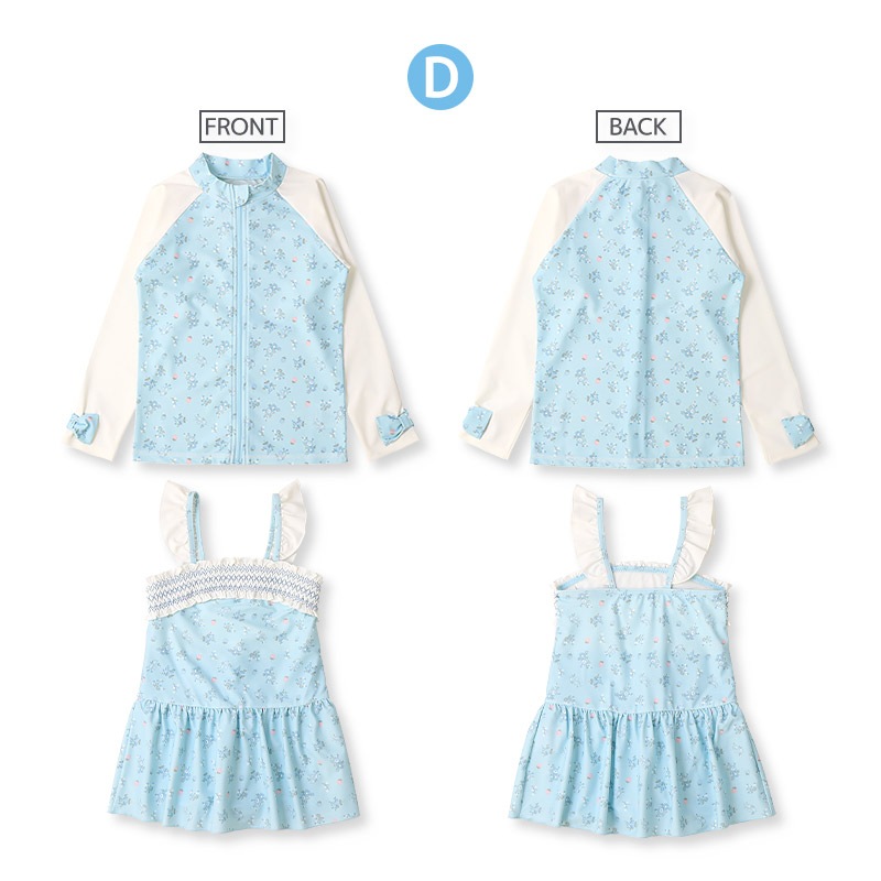 【送料無料】水着 セット キッズ 女の子 スイムウェア 2点セット ( 100-130cm ) 子供 スイムキャップ ラッシュガード 長袖 ガールズ セットアップ 可愛い 女児 コーディネート スイムセット お揃い リンク夏 プール 海 スイミング 小学生 海水浴 夏