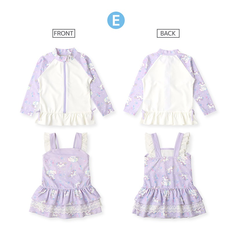 【送料無料】水着 セット キッズ 女の子 スイムウェア 2点セット ( 100-130cm ) 子供 スイムキャップ ラッシュガード 長袖 ガールズ セットアップ 可愛い 女児 コーディネート スイムセット お揃い リンク夏 プール 海 スイミング 小学生 海水浴 夏