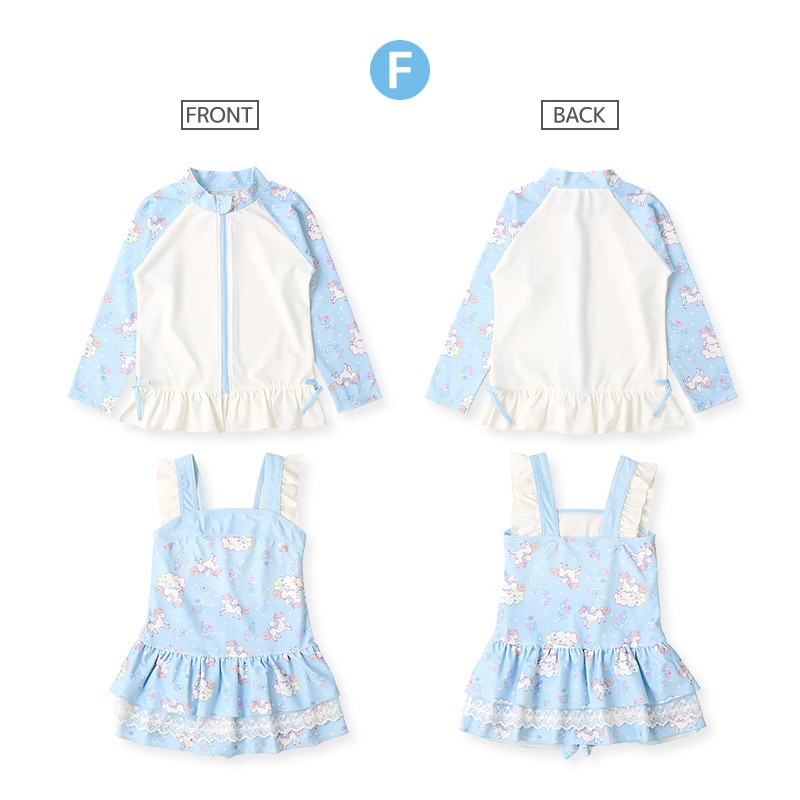 【送料無料】水着 セット キッズ 女の子 スイムウェア 2点セット ( 100-130cm ) 子供 スイムキャップ ラッシュガード 長袖 ガールズ セットアップ 可愛い 女児 コーディネート スイムセット お揃い リンク夏 プール 海 スイミング 小学生 海水浴 夏