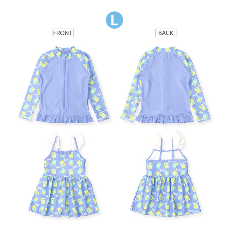 【送料無料】水着 セット キッズ 女の子 スイムウェア 2点セット ( 100-130cm ) 子供 スイムキャップ ラッシュガード 長袖 ガールズ セットアップ 可愛い 女児 コーディネート スイムセット お揃い リンク夏 プール 海 スイミング 小学生 海水浴 夏