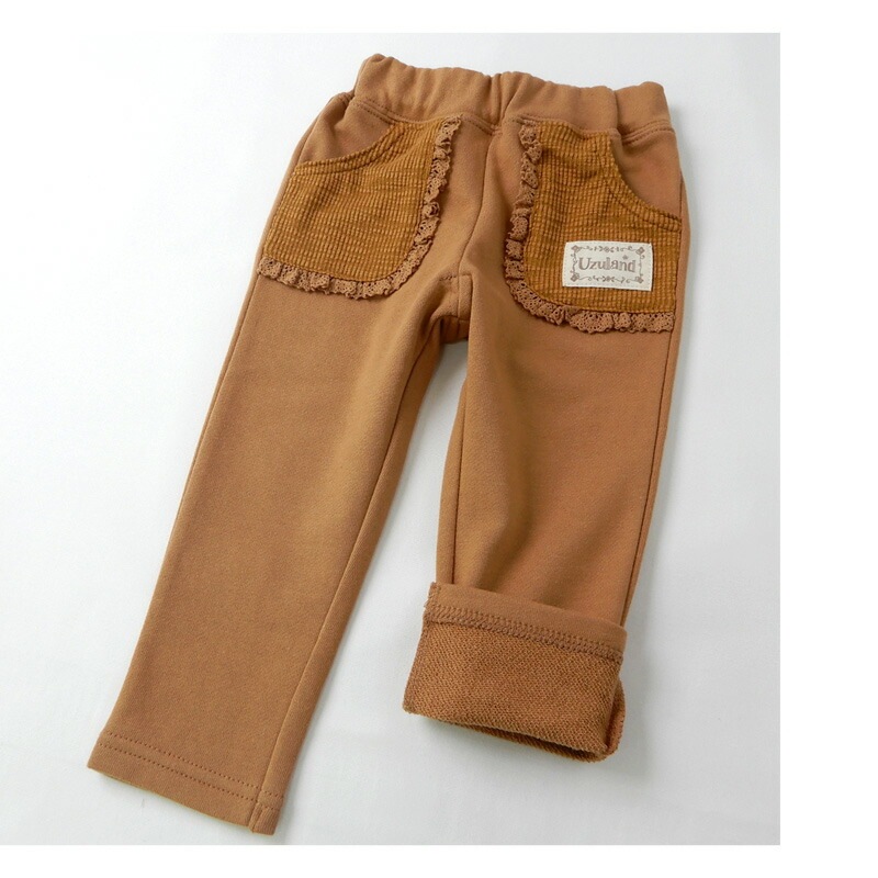 子供服 ボトムス パンツ 女の子 デザイン ポケット ロングパンツ ( 80-130cm )【 Uzuland ウズランド 】 キッズ ベビー おしゃれ かわいい 可愛い 二次加工 切替 女子 女児 こども服 ベビー服 秋 春