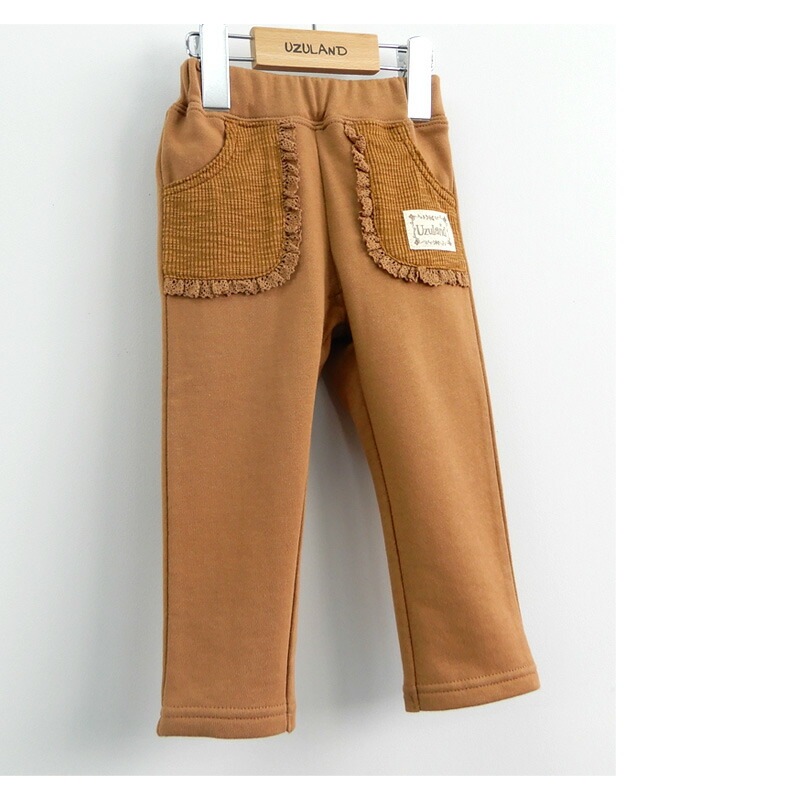 子供服 ボトムス パンツ 女の子 デザイン ポケット ロングパンツ ( 80-130cm )【 Uzuland ウズランド 】 キッズ ベビー おしゃれ かわいい 可愛い 二次加工 切替 女子 女児 こども服 ベビー服 秋 春