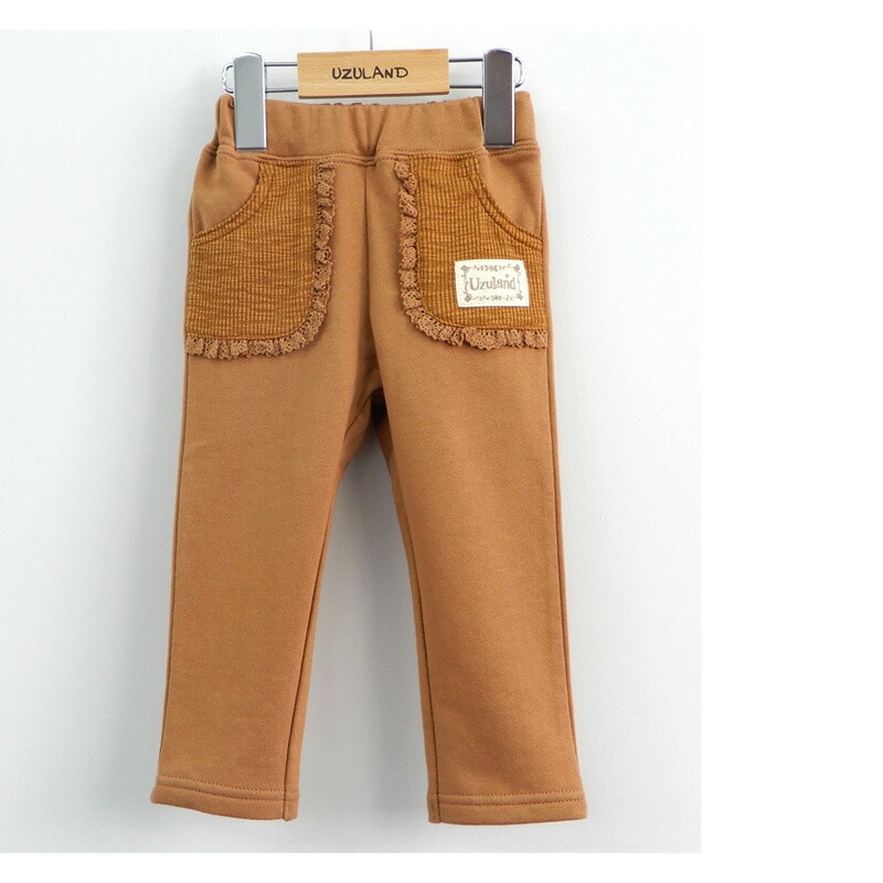 子供服 ボトムス パンツ 女の子 デザイン ポケット ロングパンツ ( 80-130cm )【 Uzuland ウズランド 】 キッズ ベビー おしゃれ かわいい 可愛い 二次加工 切替 女子 女児 こども服 ベビー服 秋 春