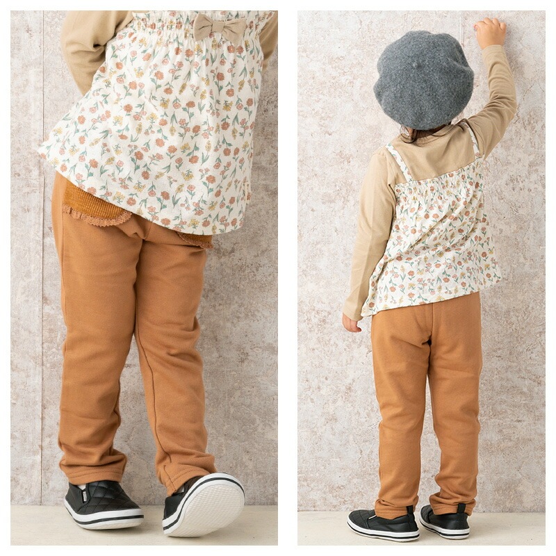 子供服 ボトムス パンツ 女の子 デザイン ポケット ロングパンツ ( 80-130cm )【 Uzuland ウズランド 】 キッズ ベビー おしゃれ かわいい 可愛い 二次加工 切替 女子 女児 こども服 ベビー服 秋 春