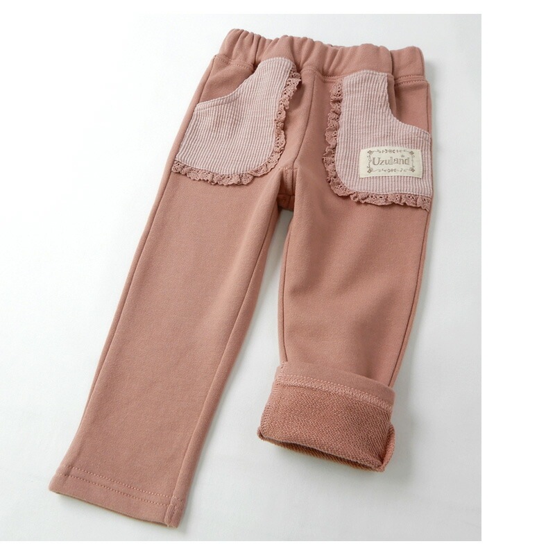 子供服 ボトムス パンツ 女の子 デザイン ポケット ロングパンツ ( 80-130cm )【 Uzuland ウズランド 】 キッズ ベビー おしゃれ かわいい 可愛い 二次加工 切替 女子 女児 こども服 ベビー服 秋 春