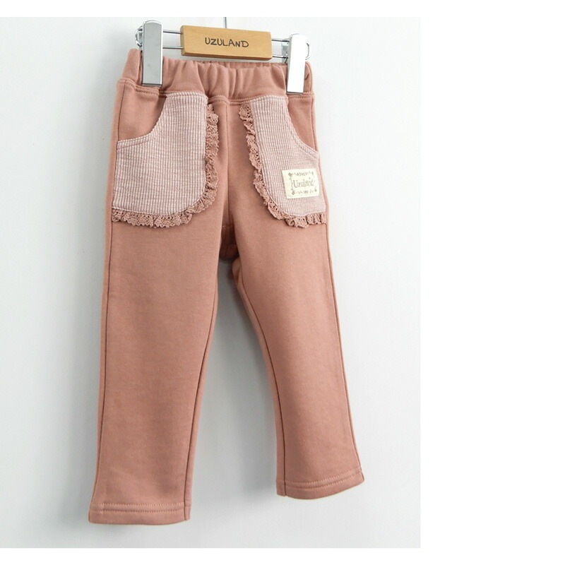子供服 ボトムス パンツ 女の子 デザイン ポケット ロングパンツ ( 80-130cm )【 Uzuland ウズランド 】 キッズ ベビー おしゃれ かわいい 可愛い 二次加工 切替 女子 女児 こども服 ベビー服 秋 春