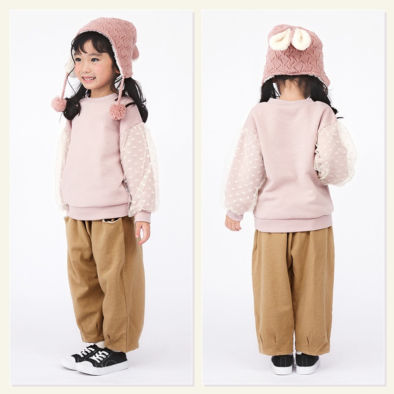 キッズ トレーナー 裏起毛 女の子 チュール 子供服 長袖 トップス ( 80-130cm )【 GrinLab グリンラボ 】 ガールズ かわいい 冬服 スウェット ベビー服 80 90 95 100 110 120 130 