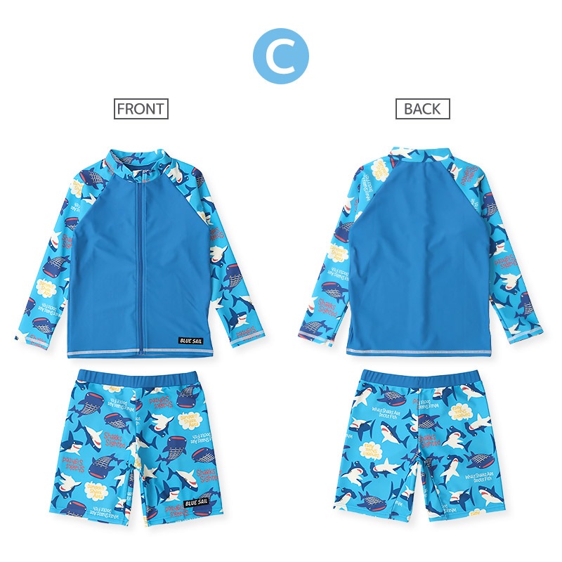 【送料無料】水着 セット キッズ 男の子 スイムウェア 2点セット ( 100-130cm ) 子供 スイムパンツ ラッシュガード 長袖  ボーイズ セットアップ 可愛い 男児 コーディネート スイムセット スイムグッズ お揃い 夏 プール 海 海水浴 スイミング