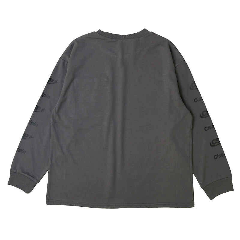 ロングTシャツ ロンT 袖プリント 胸ポケット付き 子供服 男の子 小学生 中学生 ファッション キッズ ジュニア トップス 長袖 プリントTシャツ 女の子 カットソー 天竺 ストリート スケート 大人っぽい ダンス スポーツ チャコール グレー ブラック 130 140 150 160 秋服