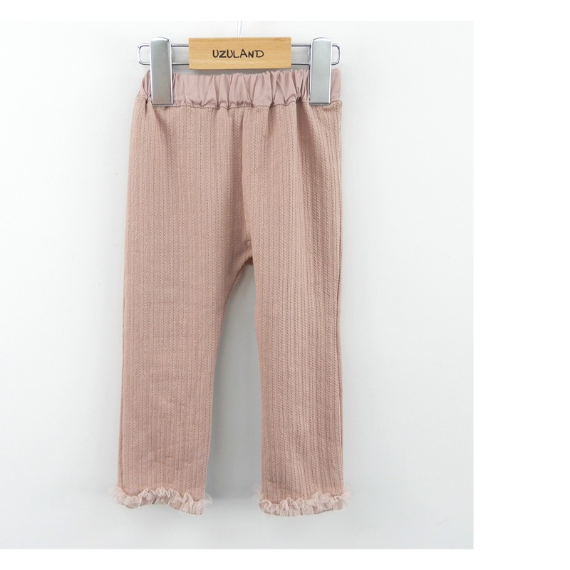 子供 レギンス ウズランド 裾フリル 長丈 レギンス(80-130cm)【Uzuland】 キッズ ベビー おしゃれ かわいい 二次加工 切替 女の子 女児 こども服 ベビー服 秋 ガールズ ブランド ファッション