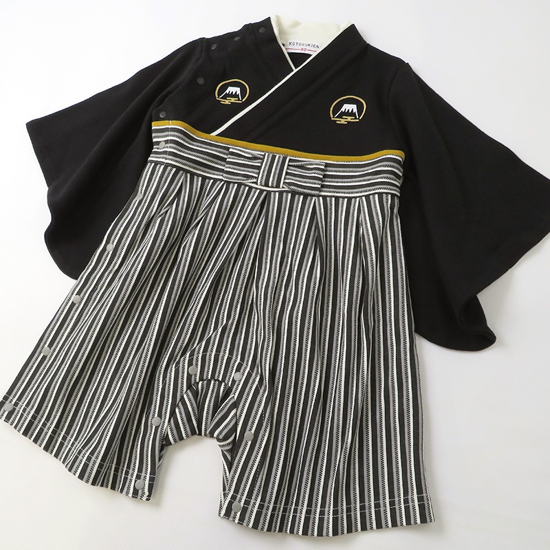 【 袴ロンパース スタイ ソックス 3点セット 】 はかまロンパース 和服 和装 80 男の子 女の子 ひなまつり ひな祭り お雛様 新生児 赤ちゃん ベビー 和柄 かわいい 富士山 花 縞模様 はな お正月 お食い初め 百日祝い 100日祝い 七五三 出産祝い 袴オール ギフト