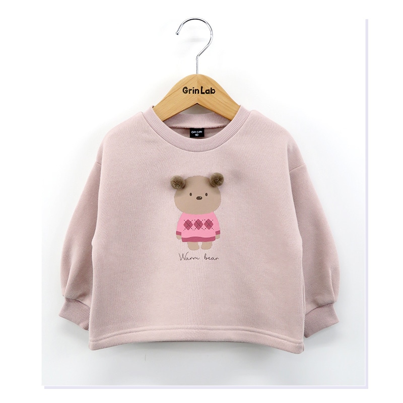 キッズ トレーナー 裏起毛 女の子 くま 子供服 長袖 トップス ( 80-130cm )【 GrinLab グリンラボ 】 ガールズ かわいい クマ どうぶつ 冬服 スウェット ベビー服 80 90 95 100 110 120 130 