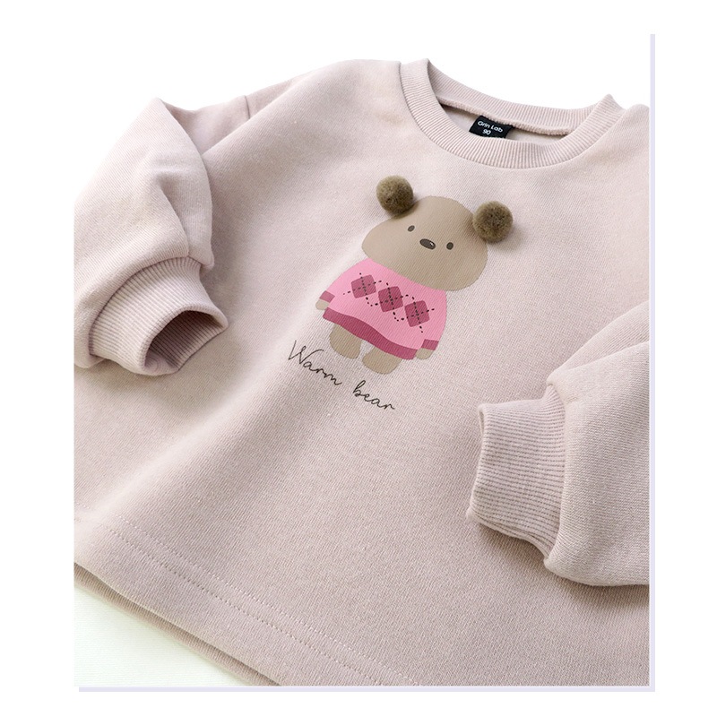 キッズ トレーナー 裏起毛 女の子 くま 子供服 長袖 トップス ( 80-130cm )【 GrinLab グリンラボ 】 ガールズ かわいい クマ どうぶつ 冬服 スウェット ベビー服 80 90 95 100 110 120 130 