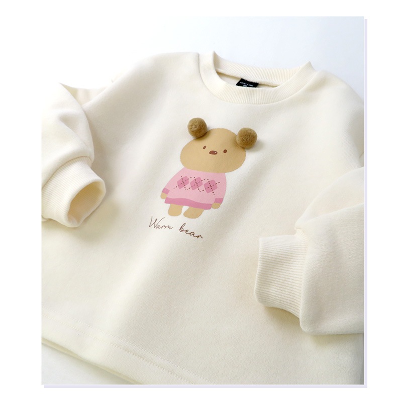 キッズ トレーナー 裏起毛 女の子 くま 子供服 長袖 トップス ( 80-130cm )【 GrinLab グリンラボ 】 ガールズ かわいい クマ どうぶつ 冬服 スウェット ベビー服 80 90 95 100 110 120 130 