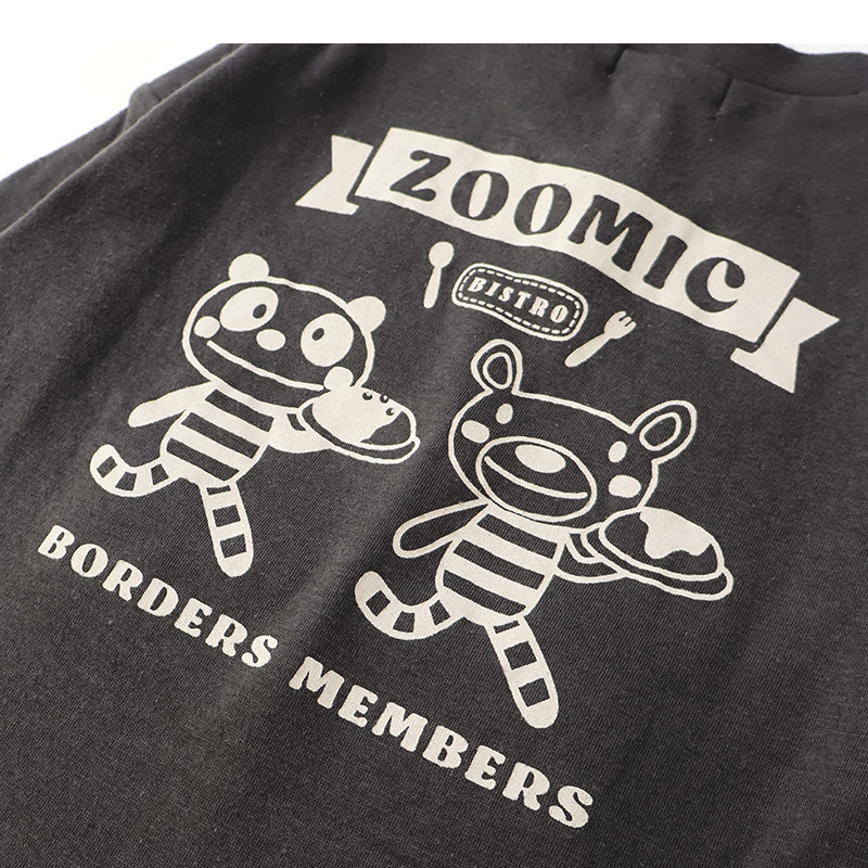 キッズ ロンT 長袖 Tシャツ カンガルーポケット 重ね着風 チェック レイヤード 動物 アニマル くま パンダ 男の子 女の子 (80-130cm)【 ZOOMIC ズーミック 】 ベビー カットソー 天竺 肩ボタン オムライス カレーライス 食べ物 洋食 80cm 90cm 95cm 100cm 110cm 120cm 130cm