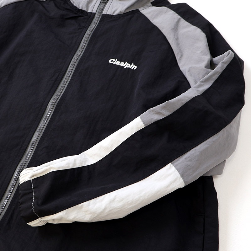 ナイロンジャケット 一重仕立て 子供服 男の子 小学生 中学生 ファッション キッズ ジュニア 長袖 ブルゾン フルジップ アウター ウインドブレーカー 女の子 プリント 切替 ストリート スケート 大人っぽい ダンス 裏地なし カーキグレー ブラック 130 140 150 160 秋服