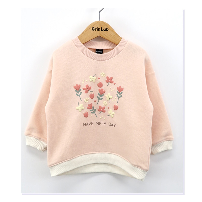 キッズ トレーナー 裏起毛 女の子 フラワー 子供服 長袖 トップス ( 80-130cm )【 GrinLab グリンラボ 】 ガールズ かわいい 花柄 冬服 スウェット ベビー服 80 90 95 100 110 120 130 