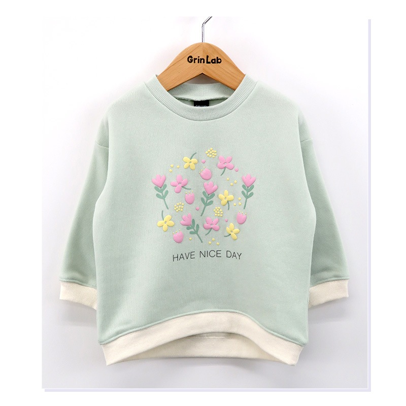 キッズ トレーナー 裏起毛 女の子 フラワー 子供服 長袖 トップス ( 80-130cm )【 GrinLab グリンラボ 】 ガールズ かわいい 花柄 冬服 スウェット ベビー服 80 90 95 100 110 120 130 