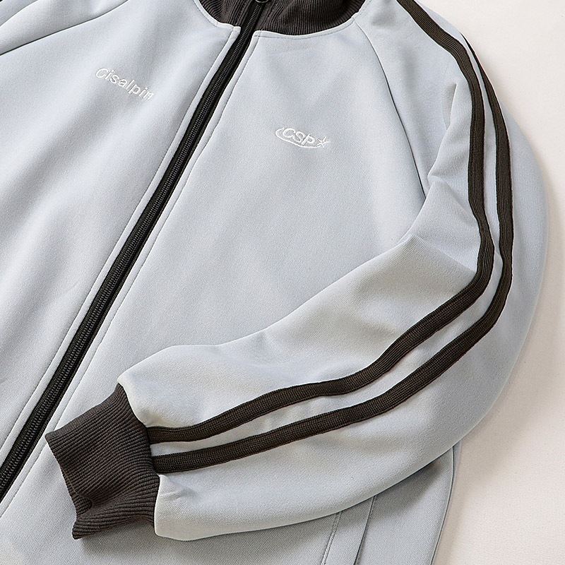 ジャージ ジャケット 袖ライン 子供服 男の子 小学生 中学生 ファッション キッズ ジュニア 長袖 ブルゾン アウター ウインドブレーカー ジップ ポケット付き 女の子 切替 ストリート 大人っぽい ダンス スポーツ 裏地なし ブルー グレー ブラック 130 140 150 160 秋服