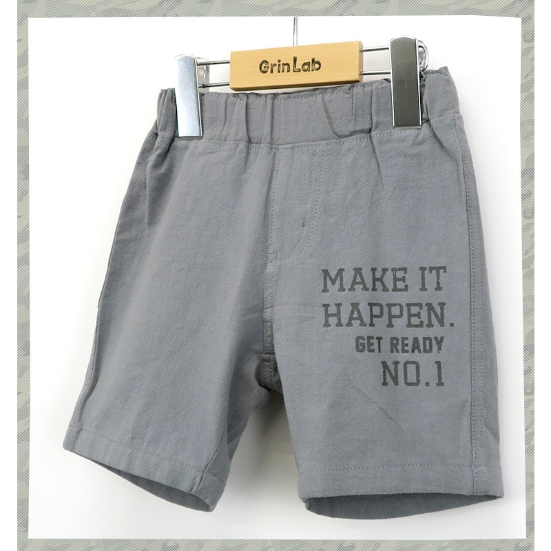 キッズ ハーフパンツ プリント 男の子 ボトムス ベージュ グレー 【 GrinLab グリンラボ 】 布帛 5分丈 デザインパンツ デザインポケット イージーパンツ 半ズボン 子供服 ベビー服 シンプル 無地 80cm 90cm 95cm 100cm 110cm 120cm 130cm