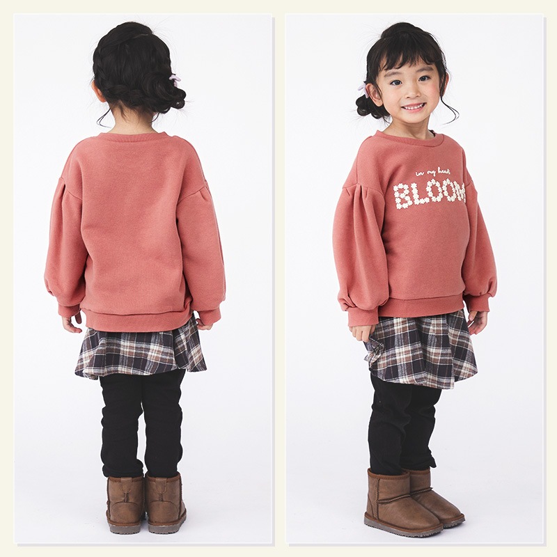 キッズ トレーナー 裏起毛 女の子 ロゴ 子供服 長袖 トップス ( 80-130cm )【 GrinLab グリンラボ 】 ガールズ かわいい プリント 冬服 スウェット ベビー服 80 90 95 100 110 120 130 
