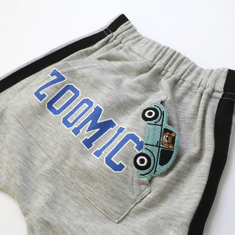 キッズ ロングパンツ ラインパンツ 男の子 女の子 ミニ裏毛 スウェット ポケット付き 【ZOOMIC ズーミック】 ベビー ストレッチ ズボン サルエル 裾リブ ボトムス 伸縮 アニマル 動物 くま パンダ 車 くるま キャラクター 男児 女児 80cm 90cm 95cm 100cm 110cm 120cm 130cm