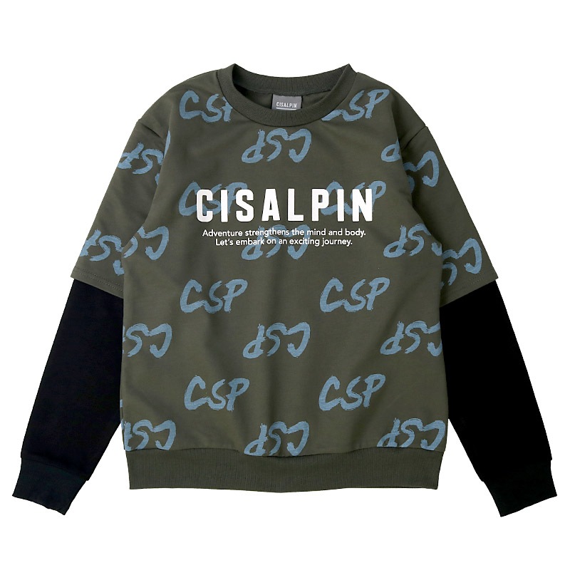 トレーナー スウェット 裏毛 レイヤード風 重ね着風 子供服 男の子 小学生 中学生 ファッション キッズ ジュニア トップス 長袖 プリントトレーナー 女の子 カットソー フロントプリント 総柄プリント ストリート 大人っぽい ダンス スポーツ 起毛なし 130 140 150 160 秋服