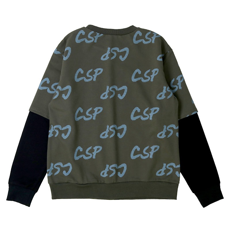 トレーナー スウェット 裏毛 レイヤード風 重ね着風 子供服 男の子 小学生 中学生 ファッション キッズ ジュニア トップス 長袖 プリントトレーナー 女の子 カットソー フロントプリント 総柄プリント ストリート 大人っぽい ダンス スポーツ 起毛なし 130 140 150 160 秋服