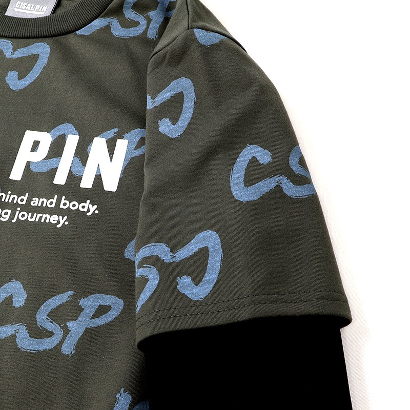 トレーナー スウェット 裏毛 レイヤード風 重ね着風 子供服 男の子 小学生 中学生 ファッション キッズ ジュニア トップス 長袖 プリントトレーナー 女の子 カットソー フロントプリント 総柄プリント ストリート 大人っぽい ダンス スポーツ 起毛なし 130 140 150 160 秋服