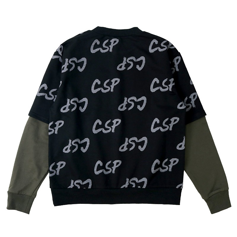 トレーナー スウェット 裏毛 レイヤード風 重ね着風 子供服 男の子 小学生 中学生 ファッション キッズ ジュニア トップス 長袖 プリントトレーナー 女の子 カットソー フロントプリント 総柄プリント ストリート 大人っぽい ダンス スポーツ 起毛なし 130 140 150 160 秋服