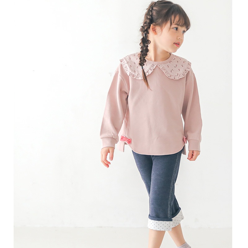 子供服 パンツ ウズランド ドット 折り曲げ 7分丈 (80-130cm)【Uzuland】 女の子 キッズ ベビー ボトムス ポケット ナチュラル トレンド ガーリー かわいい おしゃれ 秋物 ブランド 80cm 90cm 95cm 100cm 110cm 120cm 130cmポイント消化