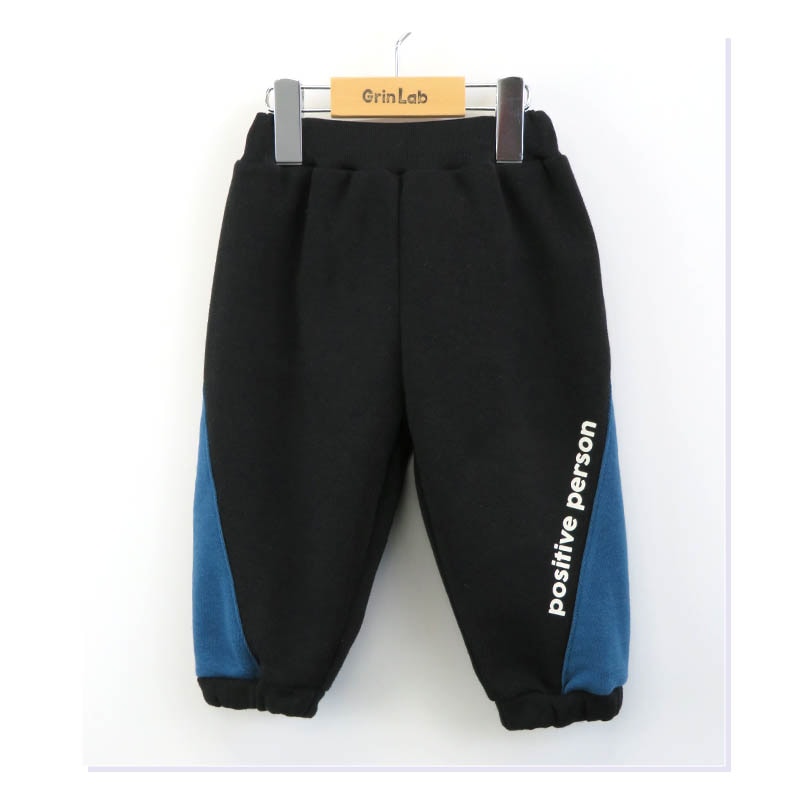 キッズ 裏起毛 ボトムス 男の子 切替 パンツ ( 80-130cm)【 GrinLab グリンラボ 】 子供服 ロングパンツ ボーイズ 長ズボン ロゴ 80cm 90cm 95cm 100cm 110cm 120cm 130cm