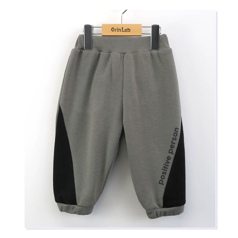 キッズ 裏起毛 ボトムス 男の子 切替 パンツ ( 80-130cm)【 GrinLab グリンラボ 】 子供服 ロングパンツ ボーイズ 長ズボン ロゴ 80cm 90cm 95cm 100cm 110cm 120cm 130cm