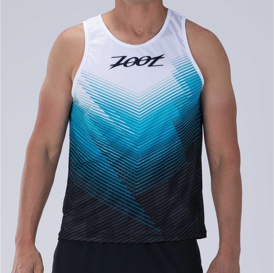 MEN RUN SINGLET (BLUE WAVE) メンズ タンクトップ シングレット アスリート専用 ZMR11076