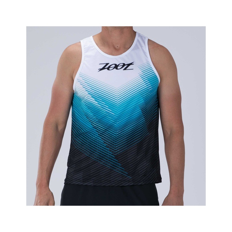 MEN RUN SINGLET (BLUE WAVE) メンズ タンクトップ シングレット アスリート専用 ZMR11076