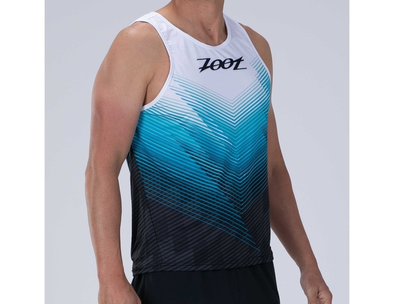 MEN RUN SINGLET (BLUE WAVE) メンズ タンクトップ シングレット アスリート専用 ZMR11076